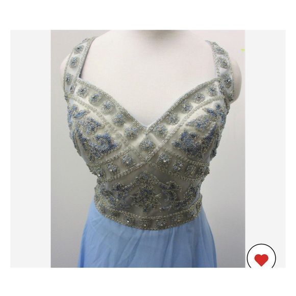 NWT Size 24 LUCCI LU Blue/Silver Beaded & Rhinestone Bodice Ball Gown - Picture 5 of 6